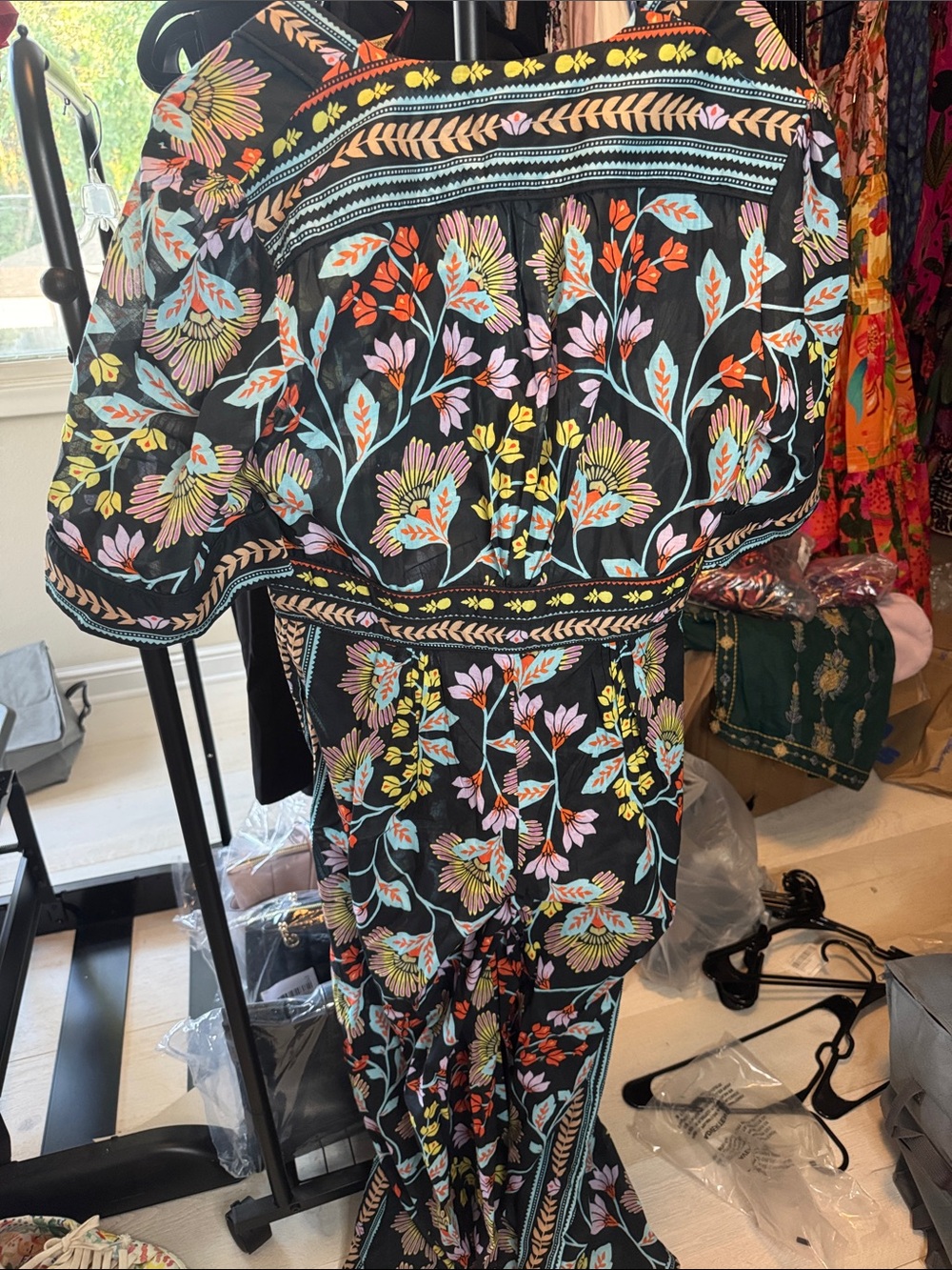FARM Rio Flowery Black Cotton Jumpsuit - Picture 9 of 10